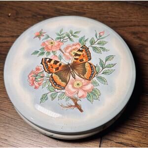 Vintage Daher Decorated Ware Butterfly Tin Made in England 1970s Floral